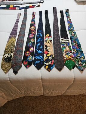 Tall Man Novelty Men's Necktie - Multicolor Cartoon & Pattern Collection.